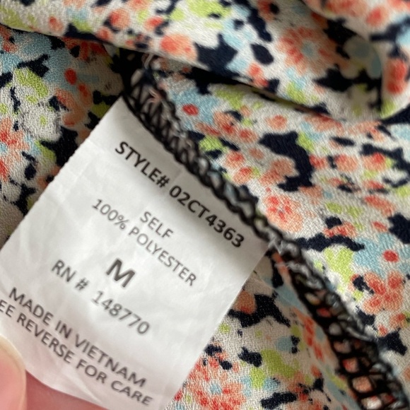 Sienna Sky | Women’s Medium Colorful Floral Tank with Tie and Decorative Buttons - Picture 12 of 12